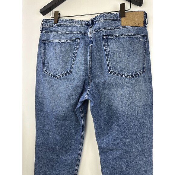 Rag & Bone Rosa Mid-Rise Boyfriend Jeans in Malibu Blue Denim Button Fly Size 34 - Picture 12 of 16